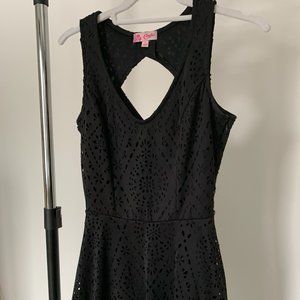 Black laser cut skater dress